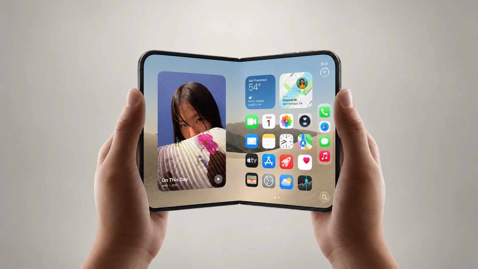 iPhone Duo plegable con pantalla interior abierta